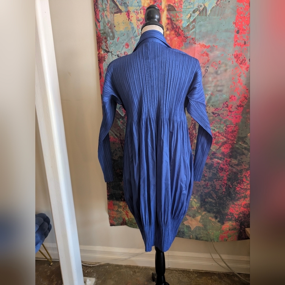 Issey Miyake Pleats Please plissé button-up Dress (Blue) - Picture 4 of 6
